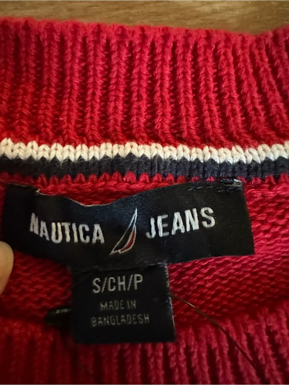 Nautica Jeans Co. Red Snowflake Motif Knit Crewneck Sweater - Size S - NWT
